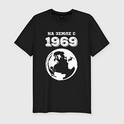 Футболка slim-fit На Земле с 1969 с краской на темном, цвет: черный