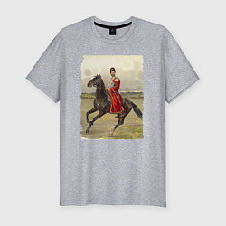 Футболка slim-fit Николай II на коне, цвет: меланж