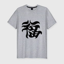 Мужская slim-футболка Японский иероглиф - Удача