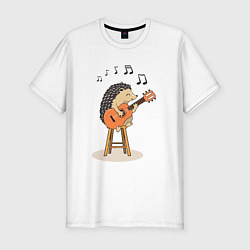 Мужская slim-футболка Ёжик и гитара