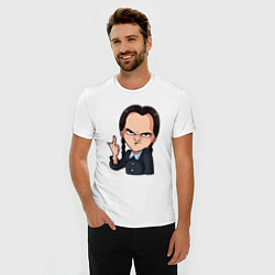 Футболка slim-fit Уэнсдэй показывает средний палец, цвет: белый — фото 2