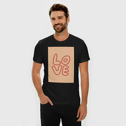 Футболка slim-fit Рукописный текст слово Love красным цветом на беже, цвет: черный — фото 2