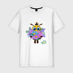 Мужская slim-футболка Пчелка с цветами