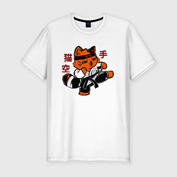 Мужская slim-футболка Кот каратист art