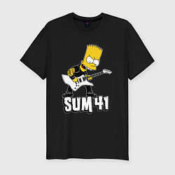Мужская slim-футболка Sum41 Барт Симпсон рокер