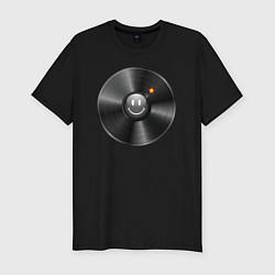 Футболка slim-fit Виниловая пластинка с бомбочкой, цвет: черный