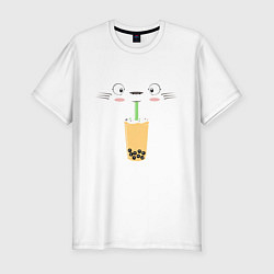 Мужская slim-футболка Тоторо с напитком