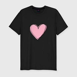 Футболка slim-fit Большое нарисованное сердце, цвет: черный