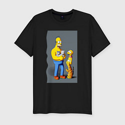 Мужская slim-футболка Homer Simpson and cats - нейросеть арт