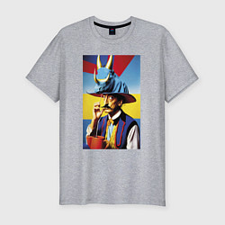 Футболка slim-fit Salvador Dali and rhinoceros, цвет: меланж