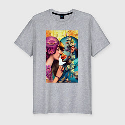 Футболка slim-fit Неземная любовь - нейросеть - art, цвет: меланж