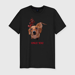 Футболка slim-fit Преданный пёсик, цвет: черный