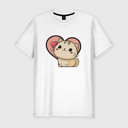 Мужская slim-футболка Милая котейка