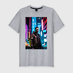 Футболка slim-fit Синтвейв Cyberpunk 2, цвет: меланж