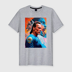 Футболка slim-fit Арнольд Шварценеггер - нейросеть - знаменитый актё, цвет: меланж