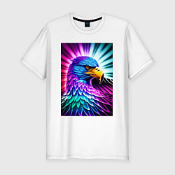 Мужская slim-футболка Neon eagle - neural network
