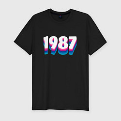 Футболка slim-fit Made in 1987 vintage art, цвет: черный