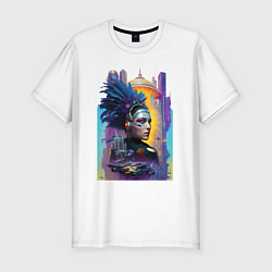Футболка slim-fit Cyberpunk - fantasy - nice girl, цвет: белый