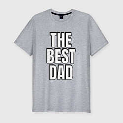 Футболка slim-fit The best dad белая надпись с тенью, цвет: меланж