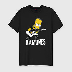 Мужская slim-футболка Ramones Барт Симпсон рокер