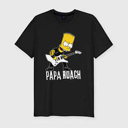 Мужская slim-футболка Papa Roach Барт Симпсон рокер