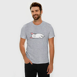 Футболка slim-fit Lazy white cat, цвет: меланж — фото 2