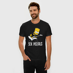 Футболка slim-fit Sex Pistols Барт Симпсон рокер, цвет: черный — фото 2