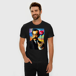 Футболка slim-fit Salvador Dali and cat, цвет: черный — фото 2