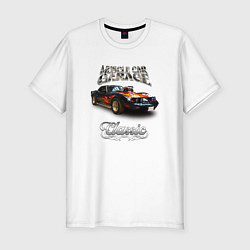 Футболка slim-fit Американский масл-кар Шевроле Корвет, цвет: белый