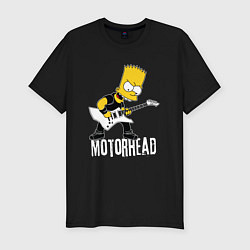 Мужская slim-футболка Motorhead Барт Симпсон рокер