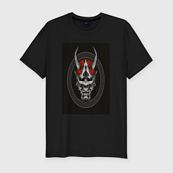 Футболка slim-fit Японский они маска, цвет: черный