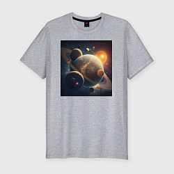 Футболка slim-fit Вся красота космоса, цвет: меланж