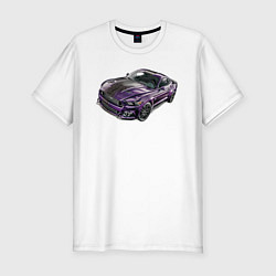 Мужская slim-футболка Фиолетовый мустанг