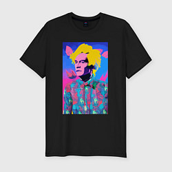 Мужская slim-футболка Andy Warhol - self-portrait - pop art