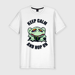 Мужская slim-футболка Keep calm and hop on