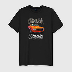 Футболка slim-fit Маслкар Chevrolet Camaro SS 1968, цвет: черный