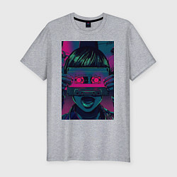 Мужская slim-футболка Музыкальная девушка