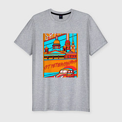 Футболка slim-fit Санкт-Петербург в стиле плаката 30-х годов, цвет: меланж