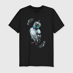Мужская slim-футболка Чокнутый голубь