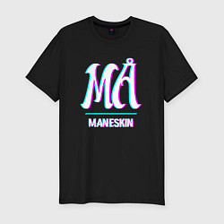 Мужская slim-футболка Maneskin glitch rock