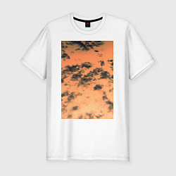 Мужская slim-футболка Закат и черные облака
