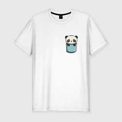 Футболка slim-fit Панда в кармашке, цвет: белый