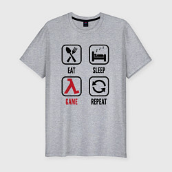 Футболка slim-fit Eat - sleep - Half-Life - repeat, цвет: меланж