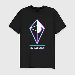 Футболка slim-fit No Mans Sky в стиле glitch и баги графики, цвет: черный