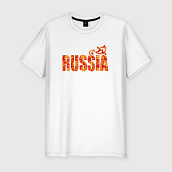 Футболка slim-fit Russia: в стиле хохлома, цвет: белый