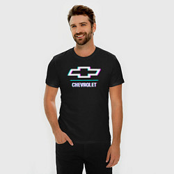Футболка slim-fit Значок Chevrolet в стиле glitch, цвет: черный — фото 2
