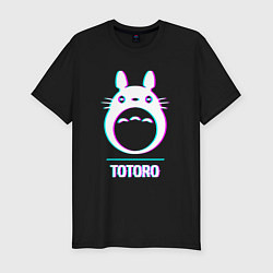 Мужская slim-футболка Символ Totoro в стиле glitch
