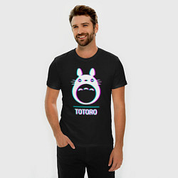 Футболка slim-fit Символ Totoro в стиле glitch, цвет: черный — фото 2
