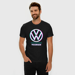 Футболка slim-fit Значок Volkswagen в стиле glitch, цвет: черный — фото 2