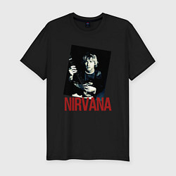 Футболка slim-fit Курт Кобейн группа NIRVANA, цвет: черный